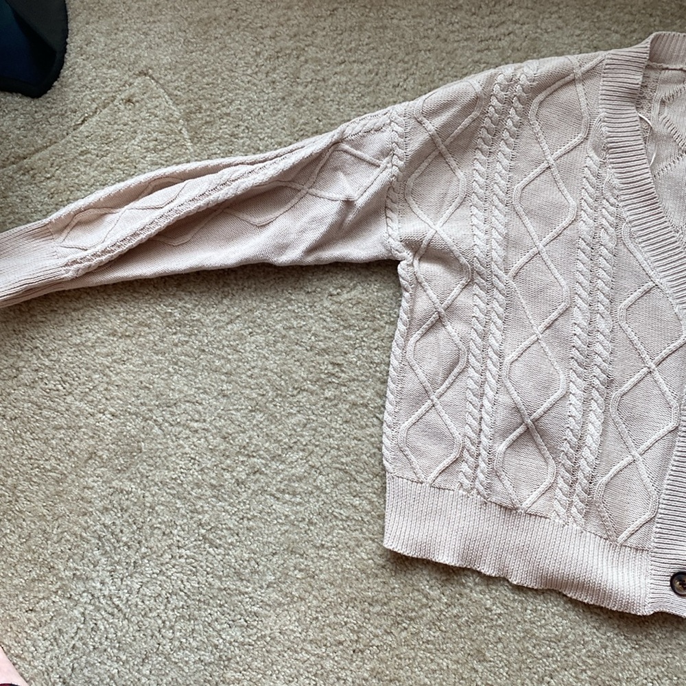 Cardigan Sweater Cropped, Split Pattern, Size Med… - image 3